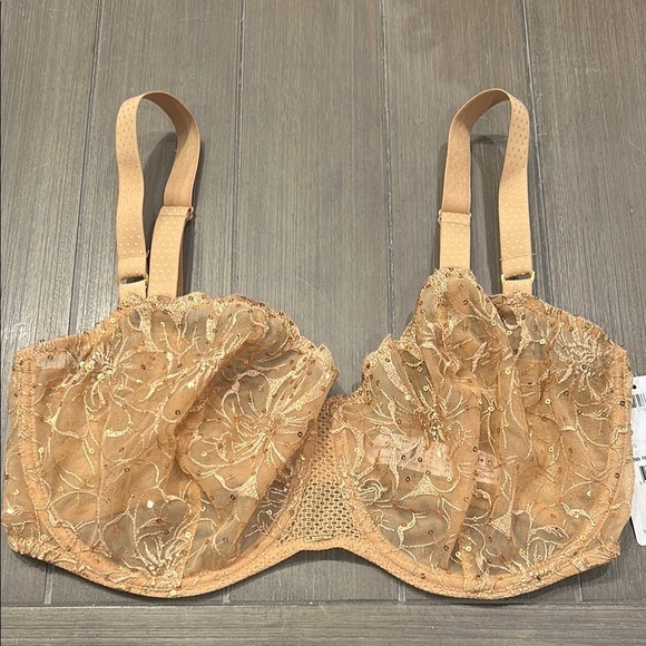 NWT! Chantelle Fleurs Signature Demi Bra - Toffee Sequins - Picture 3 of 13